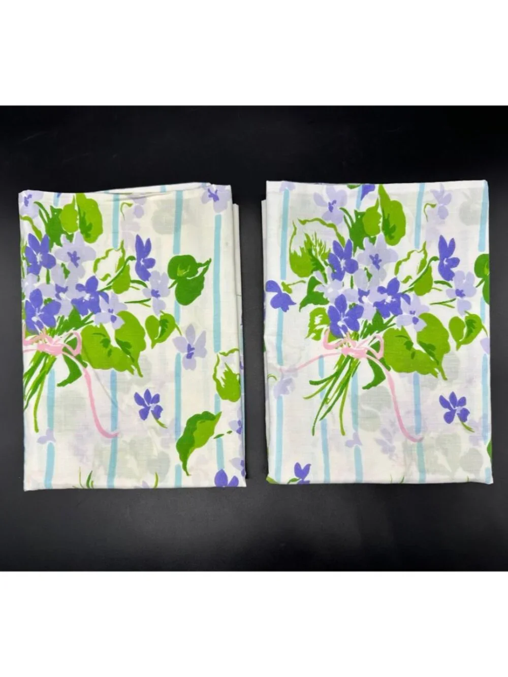 Vintage Pillowcases Purple Posies Flower Bouquets JP Steven’s USA Tastemaker 80s